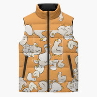 Chubby Duck Sleeveless Puffer Jacket Shocked White Ducks Cartoon Doodle Pattern