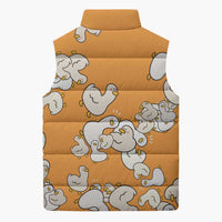 Chubby Duck Sleeveless Puffer Jacket Shocked White Ducks Cartoon Doodle Pattern