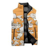 Chubby Duck Sleeveless Puffer Jacket Shocked White Ducks Cartoon Doodle Pattern