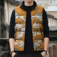 Chubby Duck Sleeveless Puffer Jacket Shocked White Ducks Cartoon Doodle Pattern