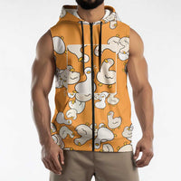 Chubby Duck Sleeveless Zip Hoodie Shocked White Ducks Cartoon Doodle Pattern