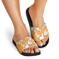 Chubby Duck Slide Sandals Shocked White Ducks Cartoon Doodle Pattern