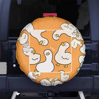 Chubby Duck Spare Tire Cover Shocked White Ducks Cartoon Doodle Pattern