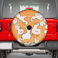 Chubby Duck Spare Tire Cover Shocked White Ducks Cartoon Doodle Pattern