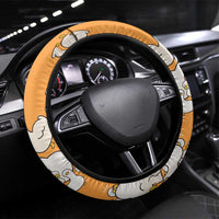 Chubby Duck Steering Wheel Cover Shocked White Ducks Cartoon Doodle Pattern