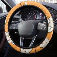 Chubby Duck Steering Wheel Cover Shocked White Ducks Cartoon Doodle Pattern