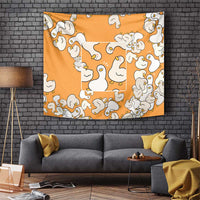 Chubby Duck Tapestry Shocked White Ducks Cartoon Doodle Pattern