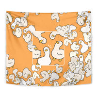 Chubby Duck Tapestry Shocked White Ducks Cartoon Doodle Pattern