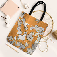 Chubby Duck Tote Bag Shocked White Ducks Cartoon Doodle Pattern