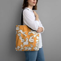 Chubby Duck Tote Bag Shocked White Ducks Cartoon Doodle Pattern
