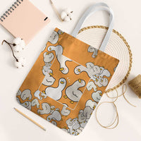 Chubby Duck Tote Bag Shocked White Ducks Cartoon Doodle Pattern