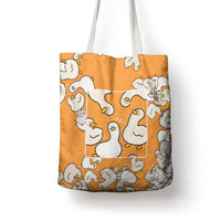 Chubby Duck Tote Bag Shocked White Ducks Cartoon Doodle Pattern