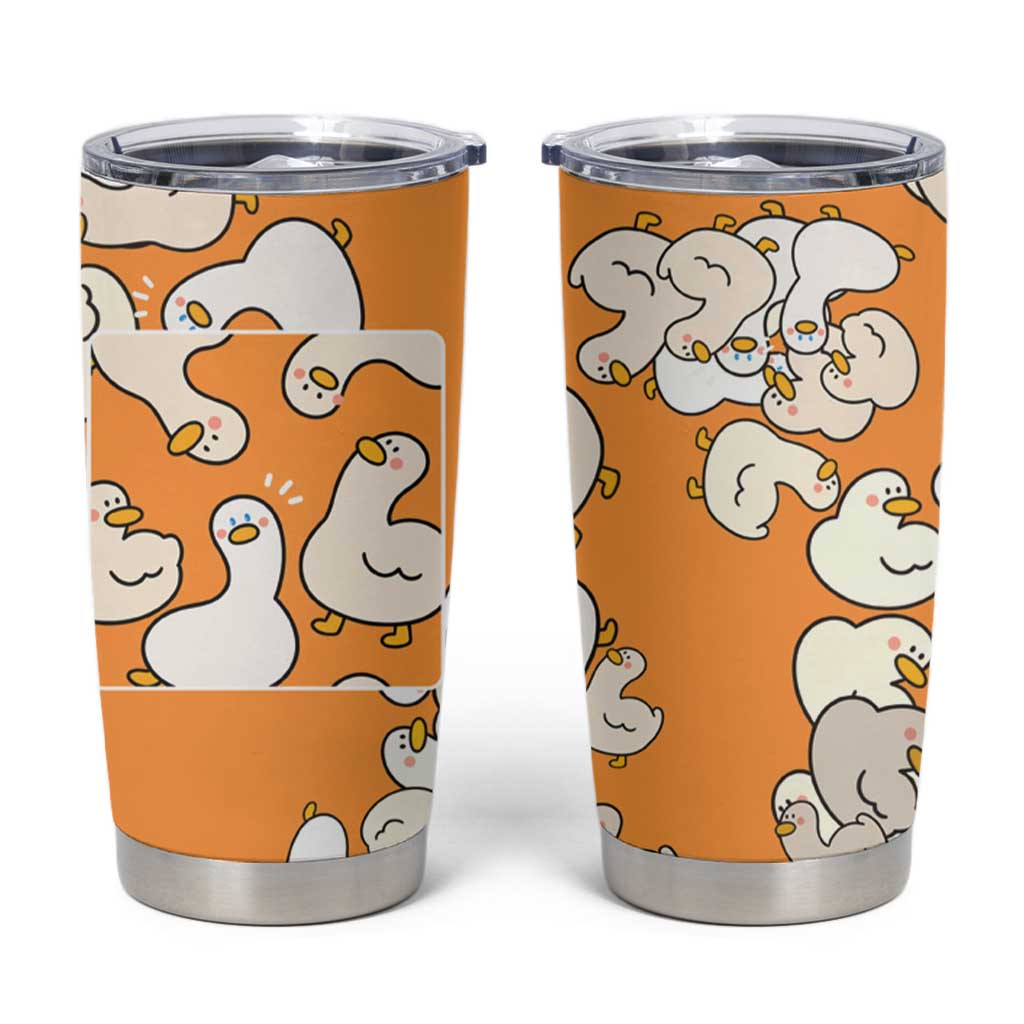 Chubby Duck Tumbler Cup Shocked White Ducks Cartoon Doodle Pattern