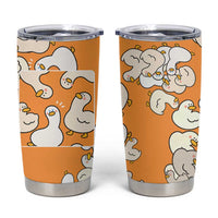 Chubby Duck Tumbler Cup Shocked White Ducks Cartoon Doodle Pattern