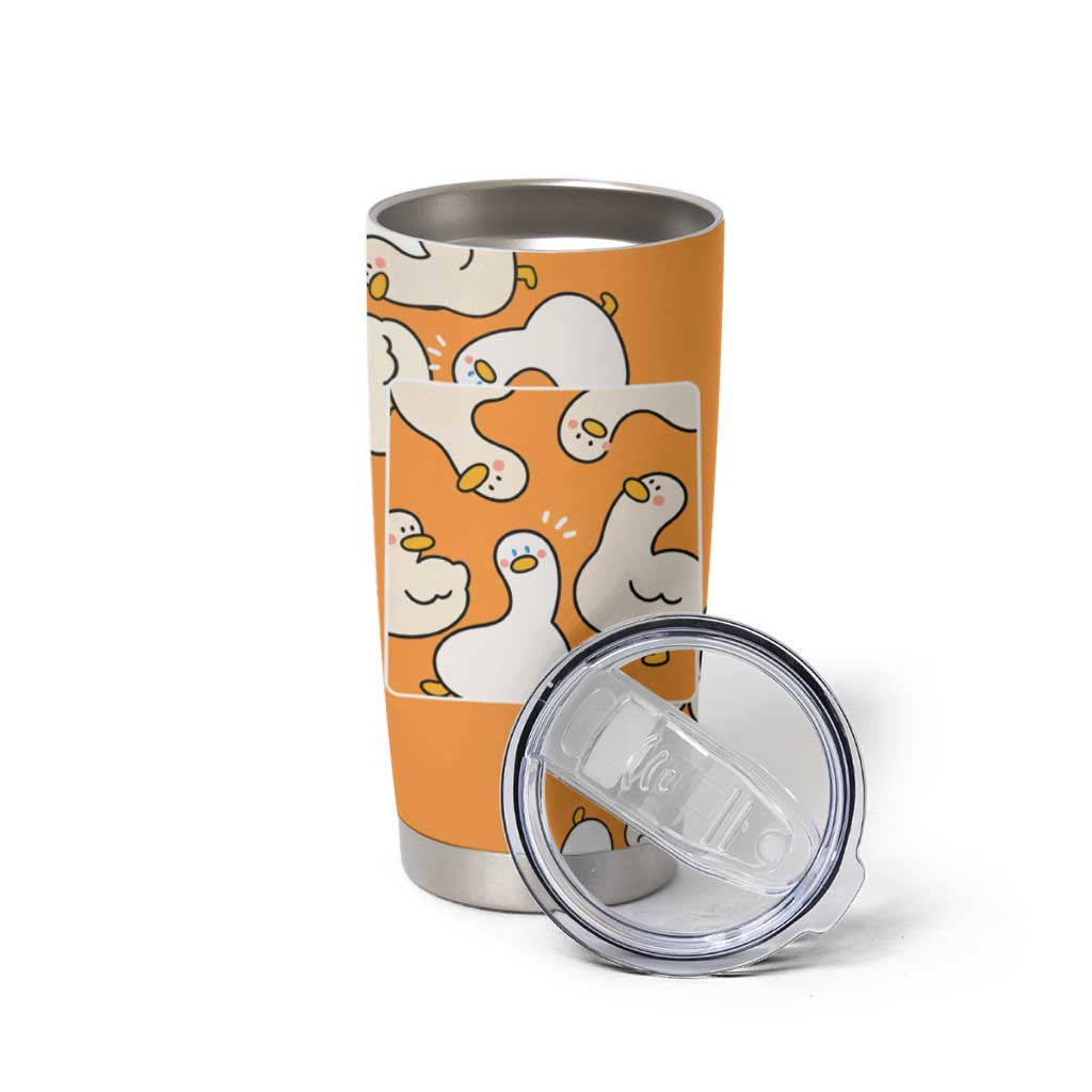 Chubby Duck Tumbler Cup Shocked White Ducks Cartoon Doodle Pattern