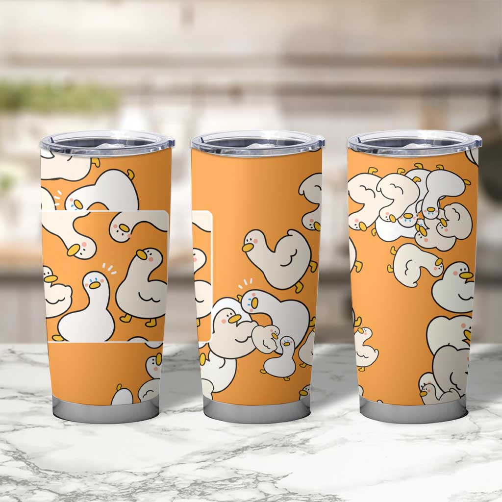 Chubby Duck Tumbler Cup Shocked White Ducks Cartoon Doodle Pattern