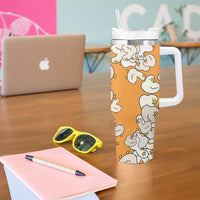 Chubby Duck Tumbler With Handle Shocked White Ducks Cartoon Doodle Pattern