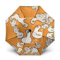 Chubby Duck Umbrella Shocked White Ducks Cartoon Doodle Pattern