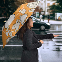 Chubby Duck Umbrella Shocked White Ducks Cartoon Doodle Pattern