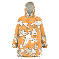 Chubby Duck Wearable Blanket Hoodie Shocked White Ducks Cartoon Doodle Pattern