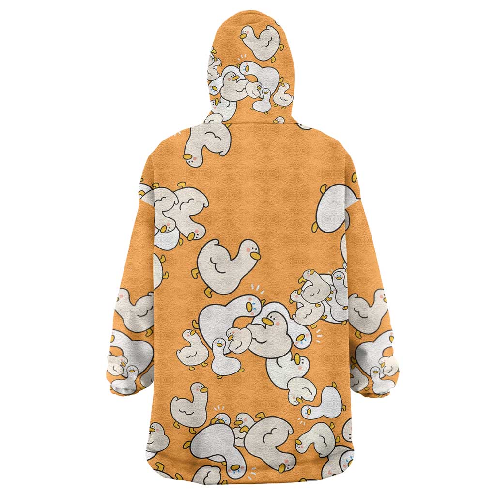 Chubby Duck Wearable Blanket Hoodie Shocked White Ducks Cartoon Doodle Pattern