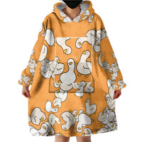 Chubby Duck Wearable Blanket Hoodie Shocked White Ducks Cartoon Doodle Pattern