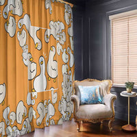 Chubby Duck Window Curtain Shocked White Ducks Cartoon Doodle Pattern