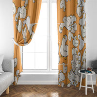 Chubby Duck Window Curtain Shocked White Ducks Cartoon Doodle Pattern