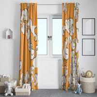 Chubby Duck Window Curtain Shocked White Ducks Cartoon Doodle Pattern