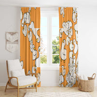 Chubby Duck Window Curtain Shocked White Ducks Cartoon Doodle Pattern