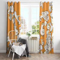 Chubby Duck Window Curtain Shocked White Ducks Cartoon Doodle Pattern
