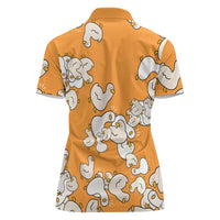 Chubby Duck Women Polo Shirt Shocked White Ducks Cartoon Doodle Pattern