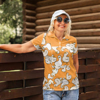 Chubby Duck Women Polo Shirt Shocked White Ducks Cartoon Doodle Pattern