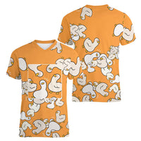 Chubby Duck Women V-Neck T-Shirt Shocked White Ducks Cartoon Doodle Pattern