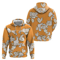 Chubby Duck Zip Hoodie Shocked White Ducks Cartoon Doodle Pattern