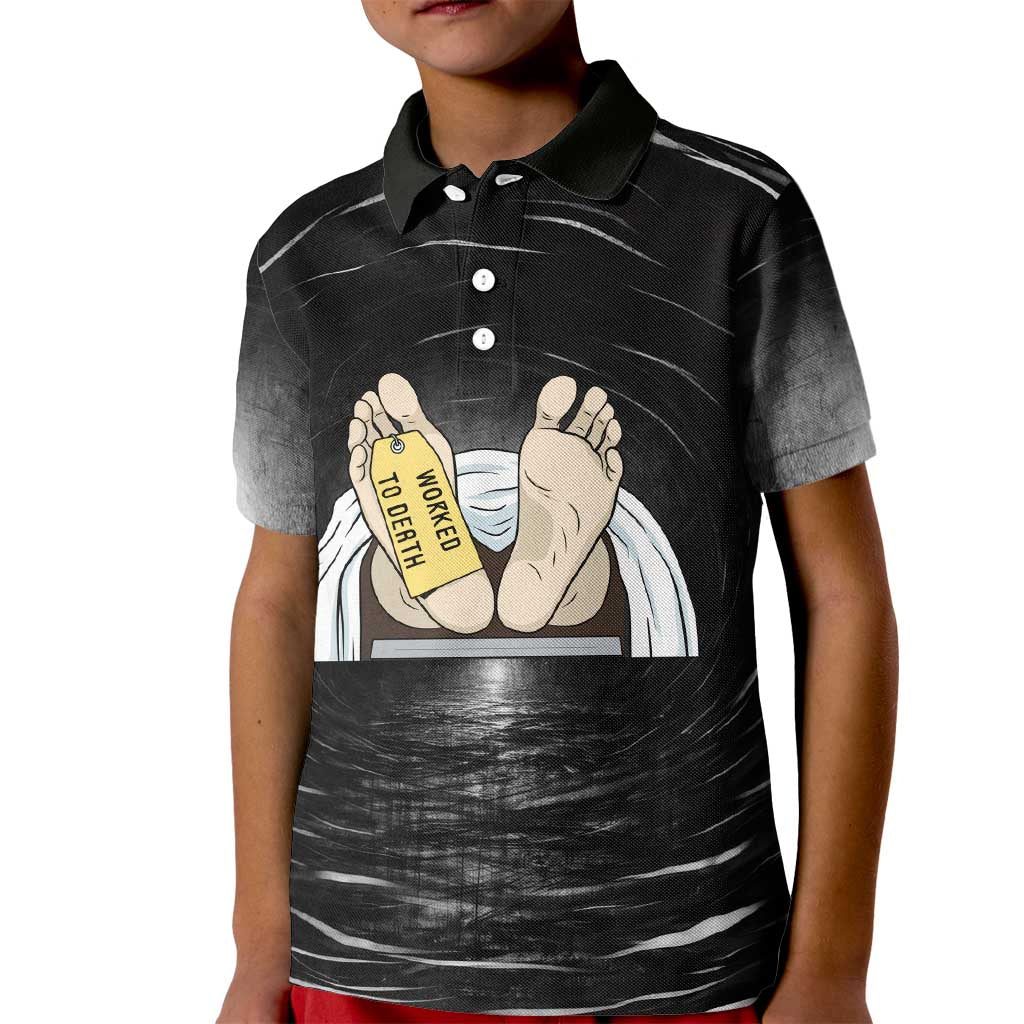 Funny Workplace Meme Office Humor Manager Kid Polo Shirt Employee Job Joke Worked to Death