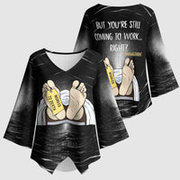 Funny Workplace Meme Office Humor Manager Kimono Sleeve Blouse Employee Job Joke Worked to Death