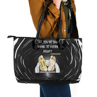 Funny Workplace Meme Office Humor Manager Leather Tote Bag Employee Job Joke Worked to Death