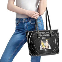 Funny Workplace Meme Office Humor Manager Leather Tote Bag Employee Job Joke Worked to Death