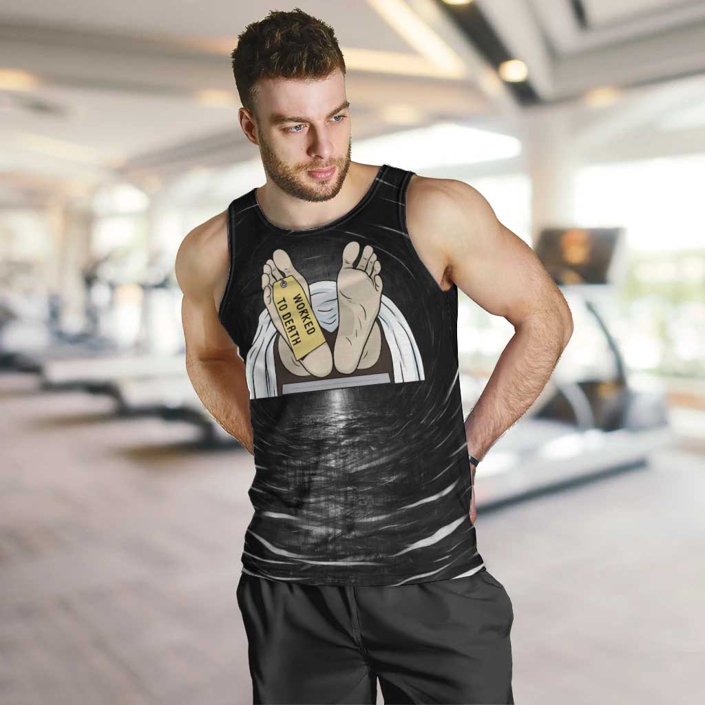 Funny Workplace Meme Office Humor Manager Men Tank Top Employee Job Joke Worked to Death