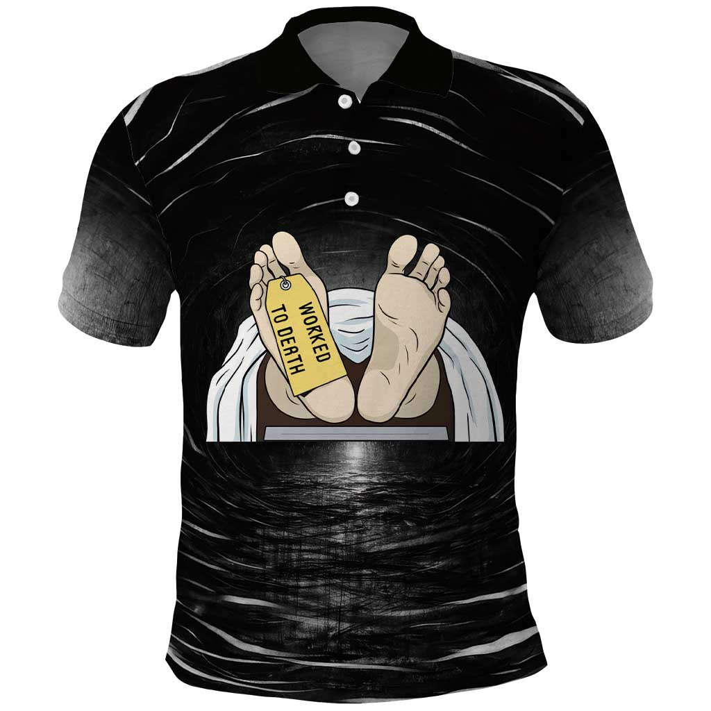 Funny Workplace Meme Office Humor Manager Polo Shirt Employee Job Joke Worked to Death