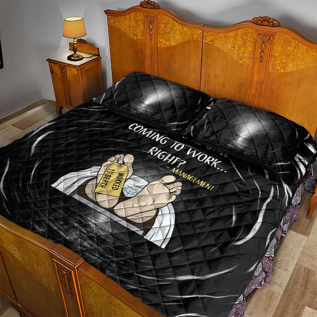 Funny Workplace Meme Office Humor Manager Quilt Bed Set Employee Job Joke Worked to Death