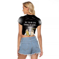 Funny Workplace Meme Office Humor Manager Raglan Cropped T Shirt Employee Job Joke Worked to Death