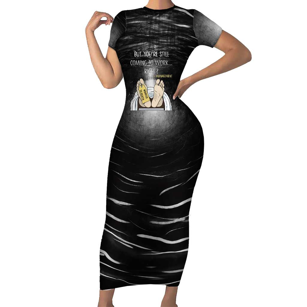 Funny Workplace Meme Office Humor Manager Short Sleeve Bodycon Dress Employee Job Joke Worked to Death