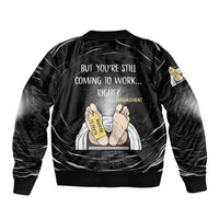 Funny Workplace Meme Office Humor Manager Sleeve Zip Bomber Jacket Employee Job Joke Worked to Death