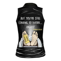 Funny Workplace Meme Office Humor Manager Women Sleeveless Polo Shirt Employee Job Joke Worked to Death