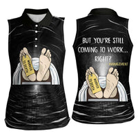 Funny Workplace Meme Office Humor Manager Women Sleeveless Polo Shirt Employee Job Joke Worked to Death