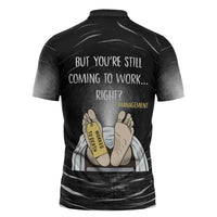 Funny Workplace Meme Office Humor Manager Zipper Polo Shirt Employee Job Joke Worked to Death