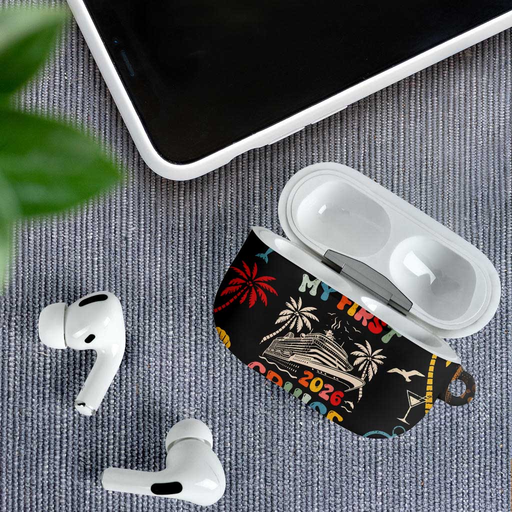 My First Cruise 2026 AirPods Case Vacation Groovy Family Cruise Ship