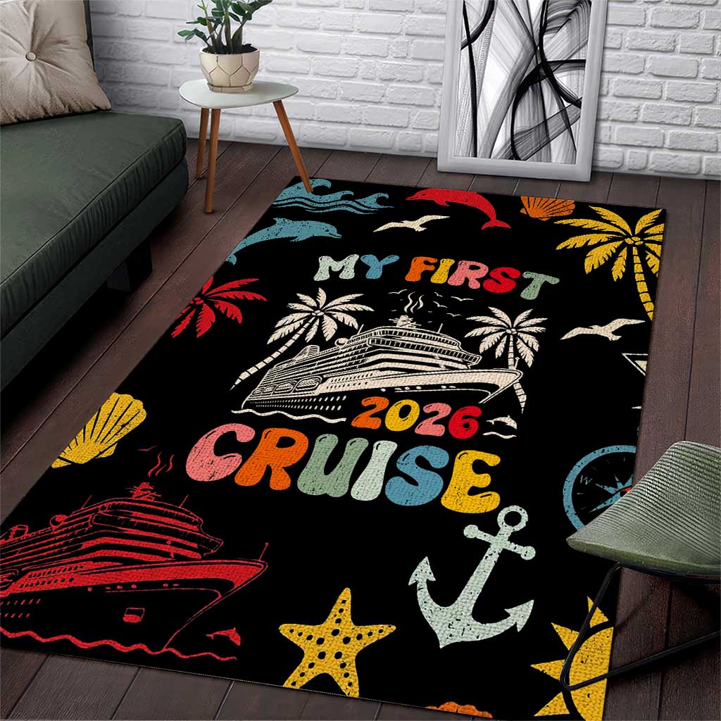 My First Cruise 2026 Area Rug Vacation Groovy Family Cruise Ship
